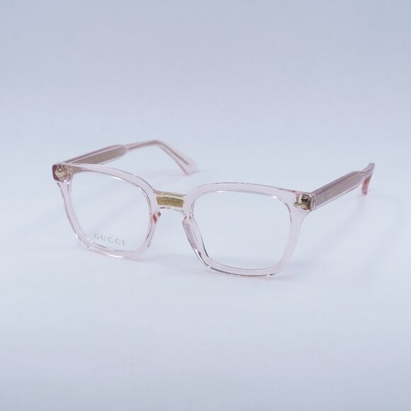 Gucci GG0184O 013 Eyeglasses Transparent Pink 50mm Square Frame - Picture 1 of 12